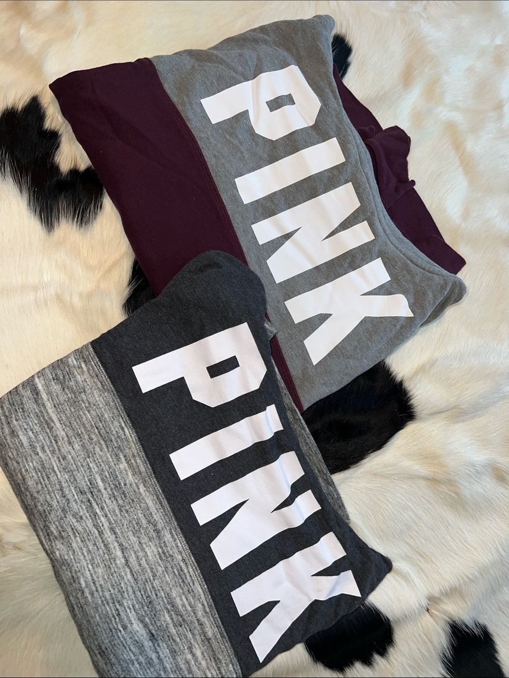 PINK Victoria's Secret Maroon, Gray & Charcoal Cowl Neck Sweaters (2) - Picture 2 of 3